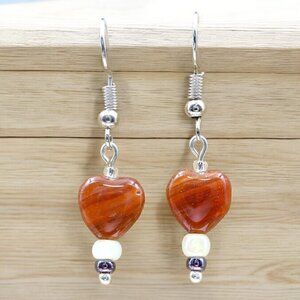 Heart Earrings Handmade Sterling Silver Ear Wires